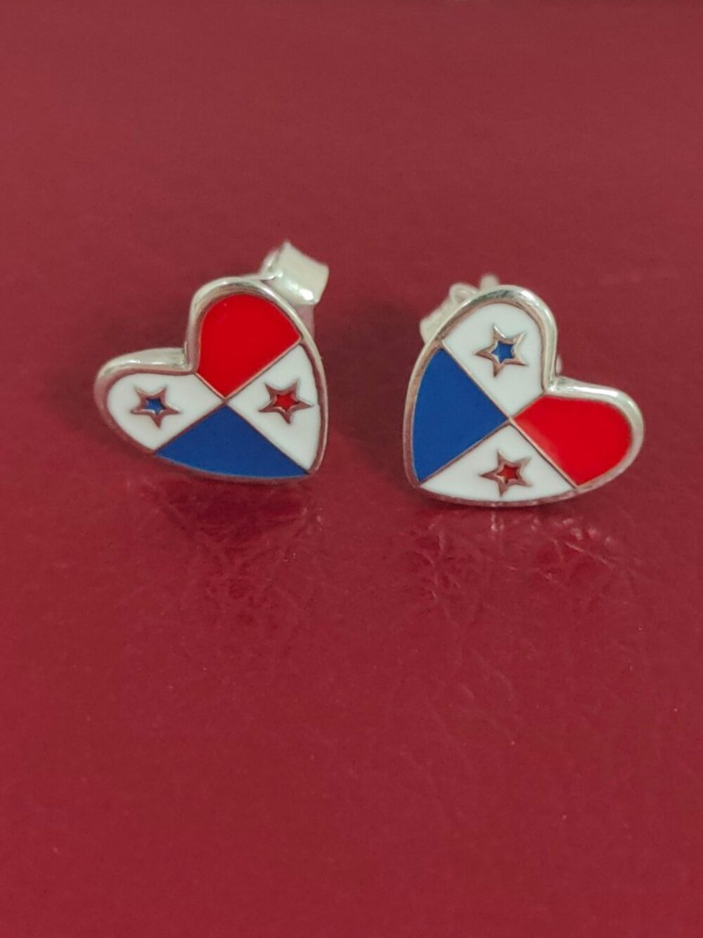 Panama Flag Earring Stud Earrings Women Jewelry 925 Sterling Silver with box